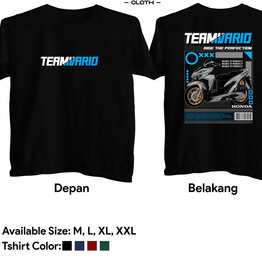 Kaos Team Vario Indonesia Baju TeamVario Honda 125 150 New Old Sunmori Distro Combed 30s
