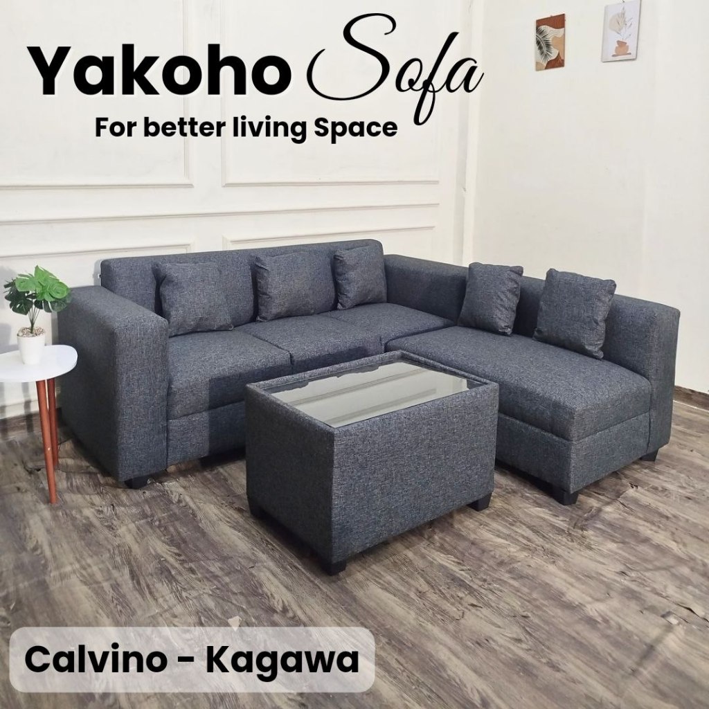 FREE ONGKIR B.LAMPUNG SOFA L MINIMALIS CALVINO BAHAN FULL KAGAWA / KANVAS / DAPHNIE