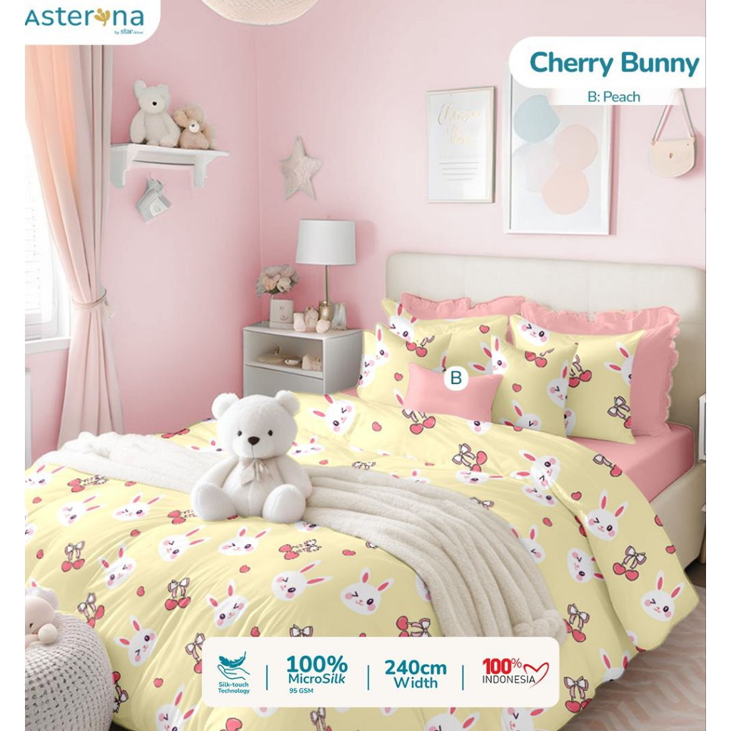sprei anti geser sprei custom microsilk motif chery bunny kuning