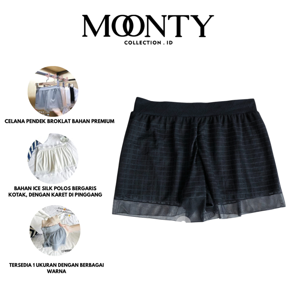 Celana Pendek Wanita Ice Silk Polos Renda Boxer Short Daleman Santai Dengan Renda Bahan Satin Premiu