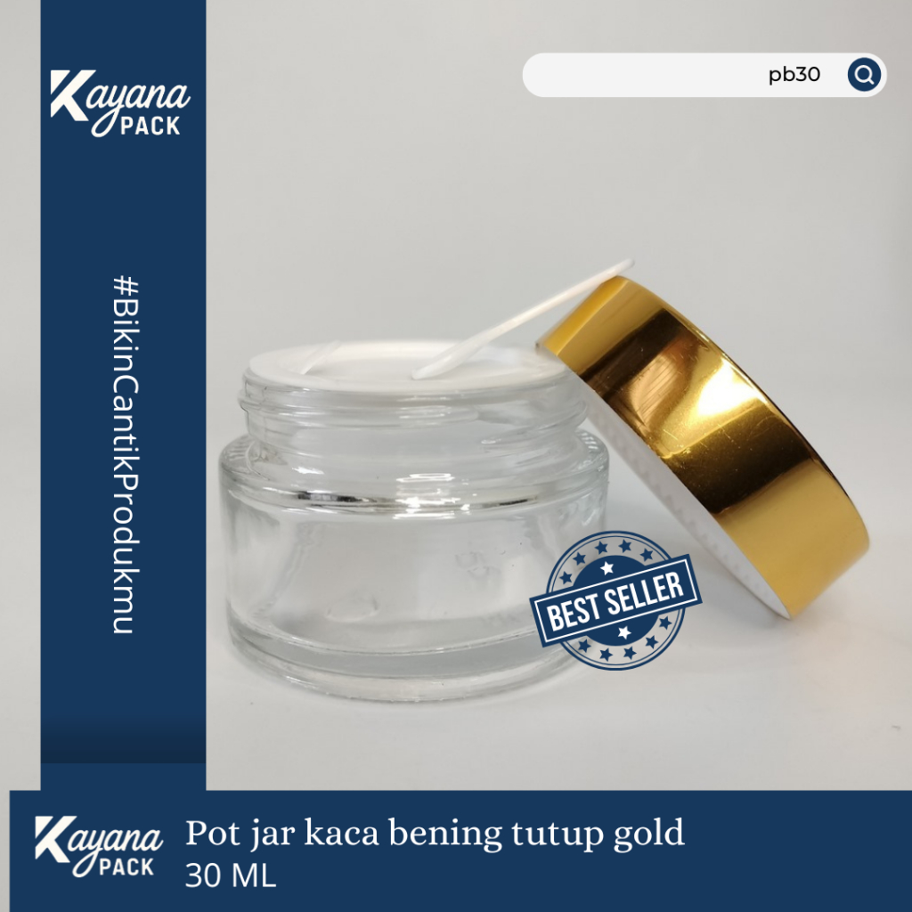 POT JAR BENING CLEAR KRIM WAJAH 30ML TUTUP GOLD 30 ML (PB30)