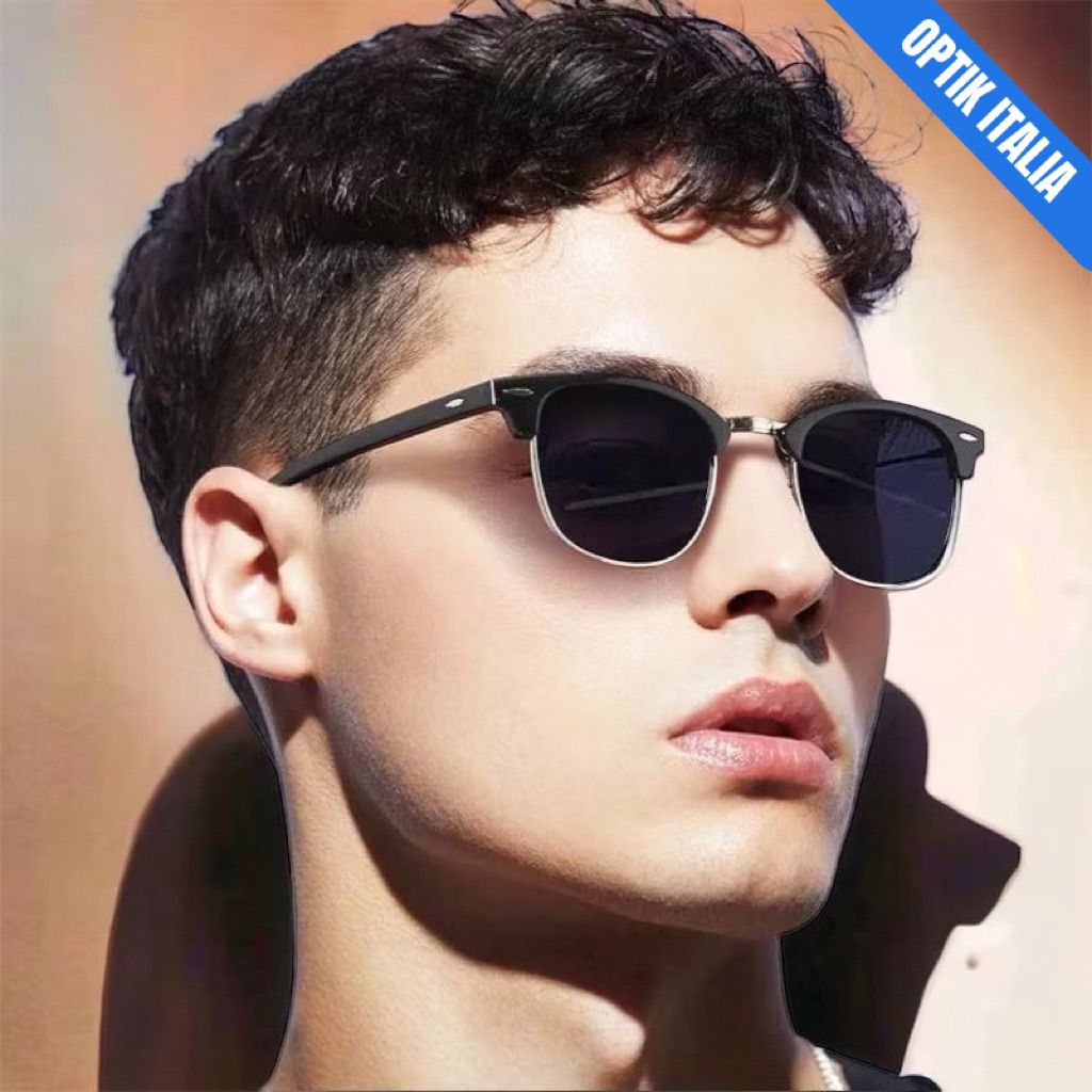 Kacamata Hitam Pria Laki laki Uv400 Kacamata Wanita dan Pria Sunglasses Lensa kotak Korean Ins Fashi