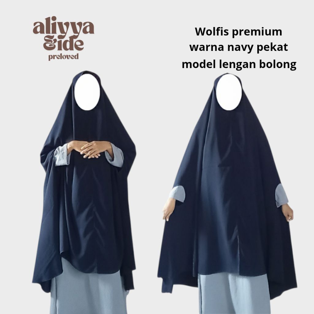 PRELOVED KHIMAR SYARI WOLFIS JUMBO MODEL BOLONG TANGAN KONDISI SANGAT BAGUS • Khimar Syari • Hijab S