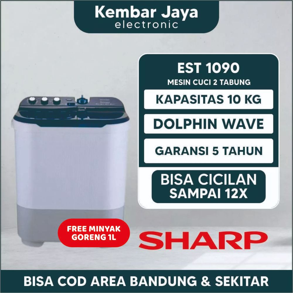 Mesin Cuci SHARP 10KG 2 Tabung EST 1090