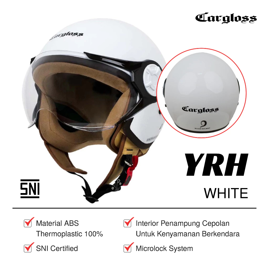 Cargloss Hijab Retro Helm - White helm original