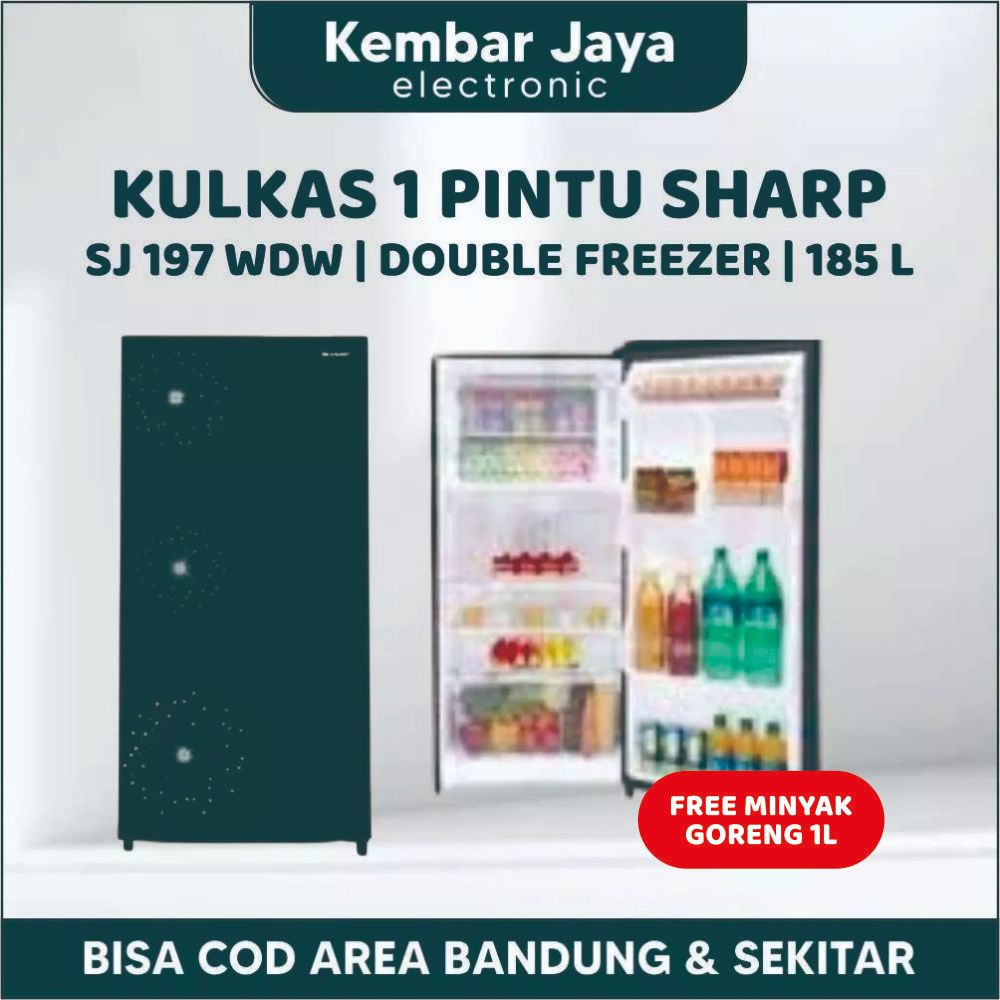 LEMARI ES 1 PINTU SHARP SJ-X197W-DW BIG FREEZER KULKAS SHARP SJX 197 W