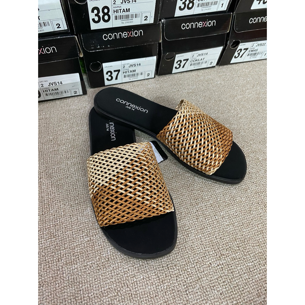 Sandal flat connexion sandal wanita connexion sandal slop wanita connexion