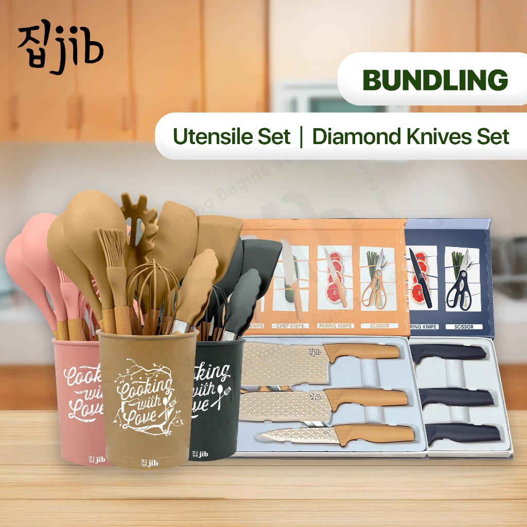 [JIB] BUNDLE Silicone Utensil Set 13 pcs & 10 pcs + Diamond Knives Set