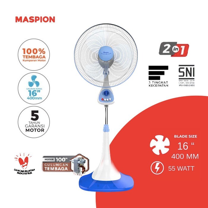Maspion Kipas Angin Berdiri Stand Fan 16 Inch - F 164 ST | F164ST
