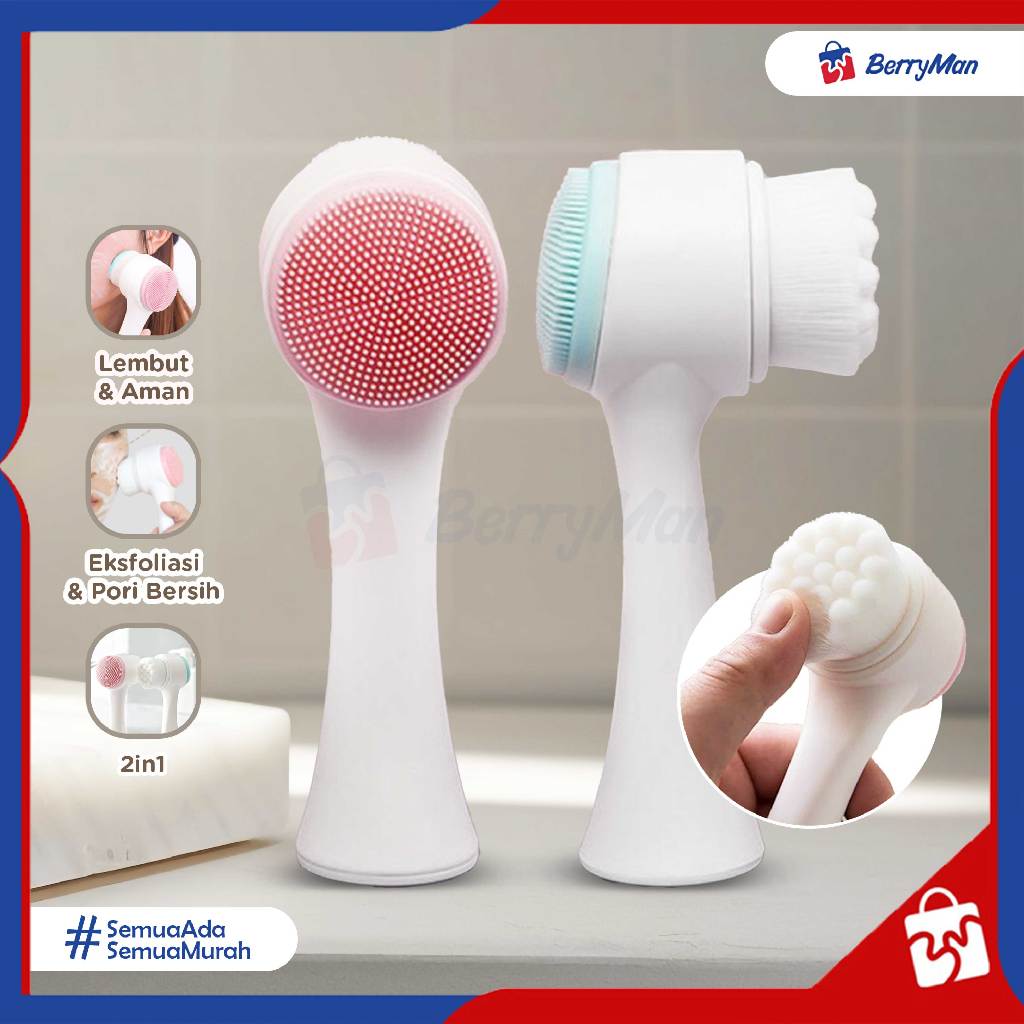 Sikat Pembersih Wajah Silikon 2 in 1 Facial Cleansing Brush Alat Cuci Muka Membersihkan Komedo