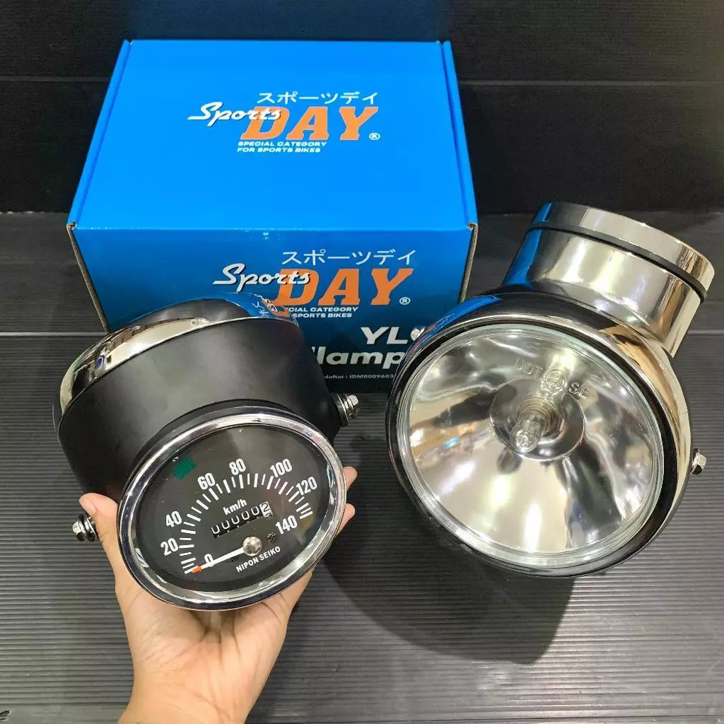 BATOK LAMPU DEPAN YL DAY YHA-106 SET BATOK YL BESI HITAM SET SPEEDOMETER FUNGSI