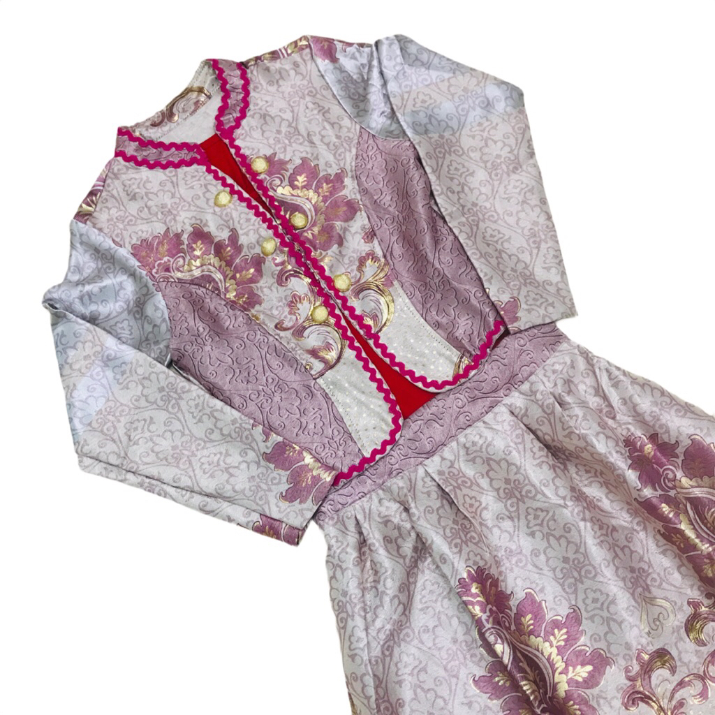 Setelan Dress Maxi & Blazer Motif Bunga Baroque Wanita