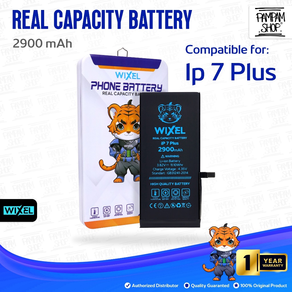 WIXEL ORIGINAL Baterai Iphone 7+ 7 PLUS Batre Batrai Battery Dual Double Power HP Handphone Apple Ip