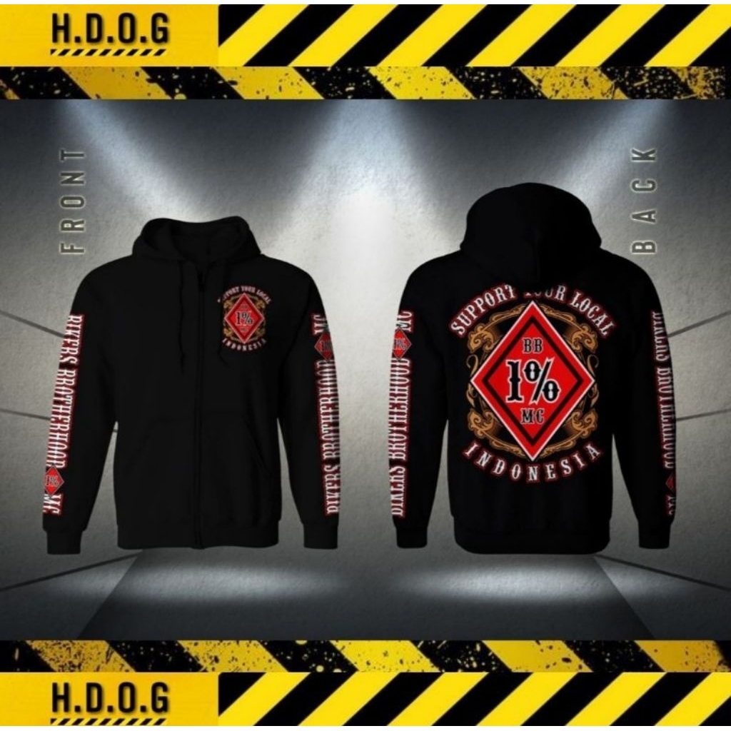 HOODIE JACKET BIKERS BROTHERHOOD SUPPORT LOCAL INDONESIA BB MC 1%