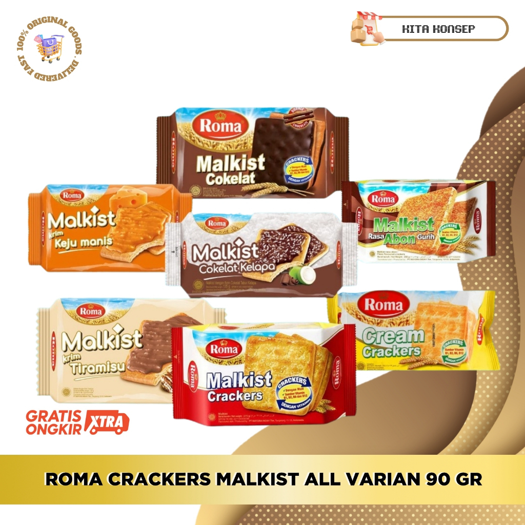 ROMA MALKIST Biskuit Biscuit All Varian Rasa Cream Crackers Malkist Cracker Keju Manis Cappuccino Ch