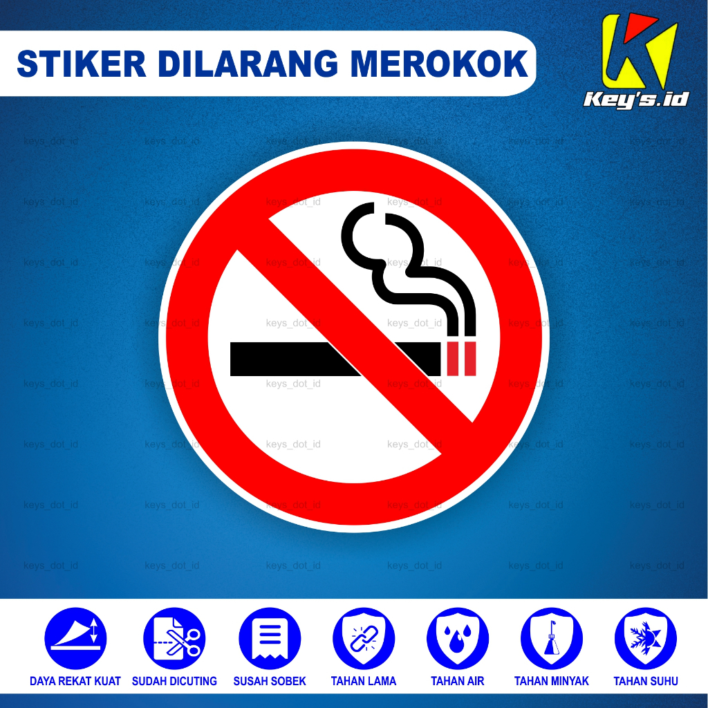 Stiker Dilarang Merokok No Smoking Waterproof Vinyl Cutting Siap Tempel untuk Kaca Pintu dan Dinding