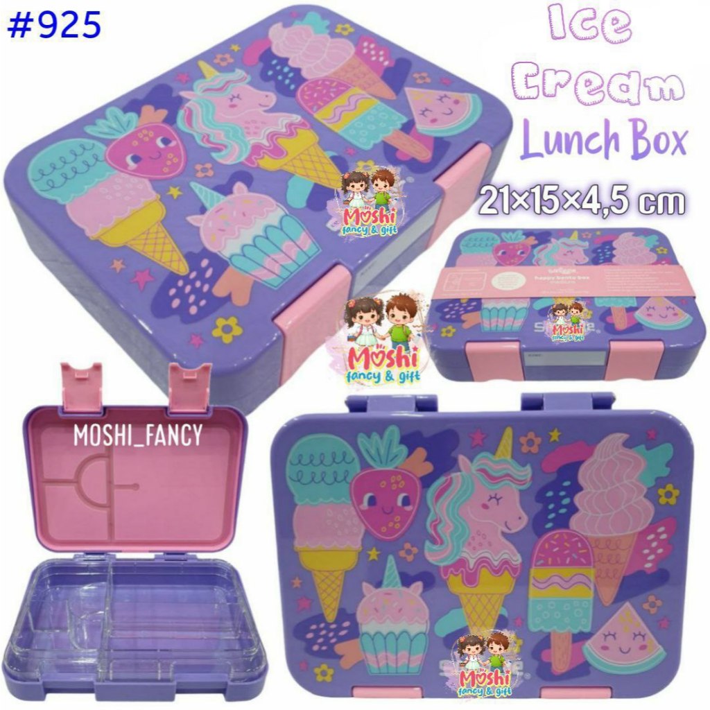 Lunch Box Happy Unicorn Purple Ice Cream / Yummy Box Unicorn Ungu / Tempat Bekal Anak Perempuan / Ha