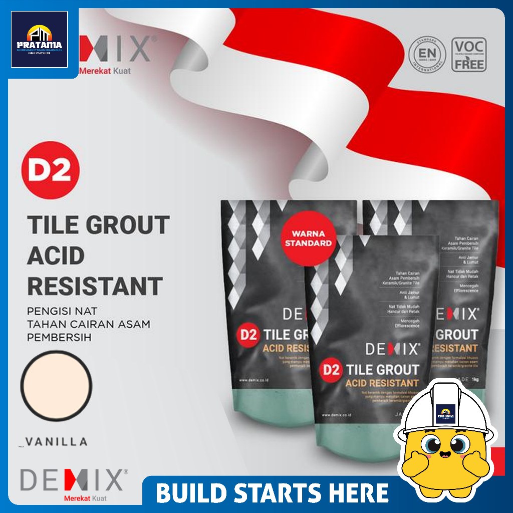 DEMIX - D2 TILE GROUT ACID RESISTANT 1KG - VANILLA