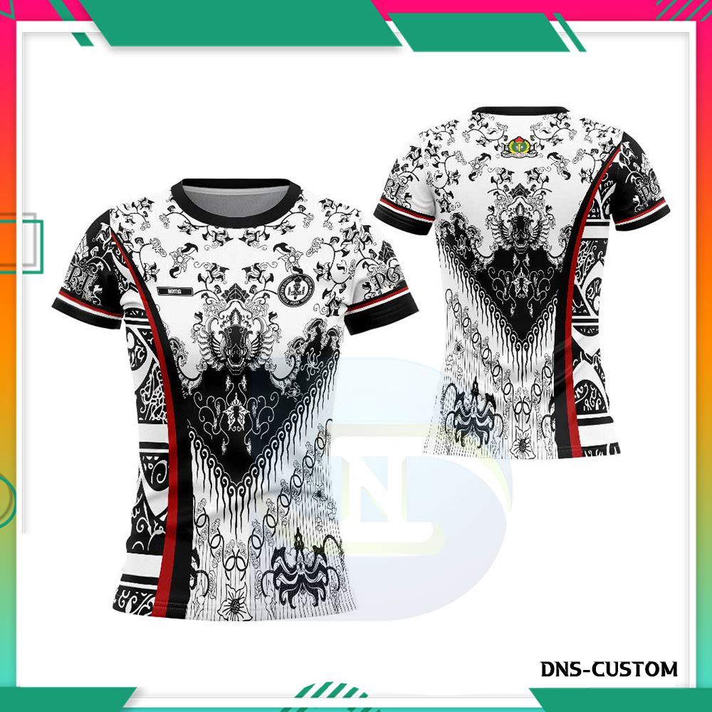 Seragam PGRI Wanita Fullprint Lengan Pendek - Kaos Baju Batik Guru PGRI Fullprint