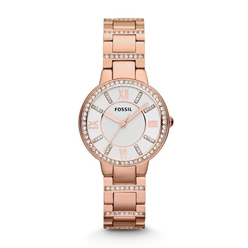 Fossil Virginia Watch ES3284 - Rose Tone Stainless Steel Strap Watch