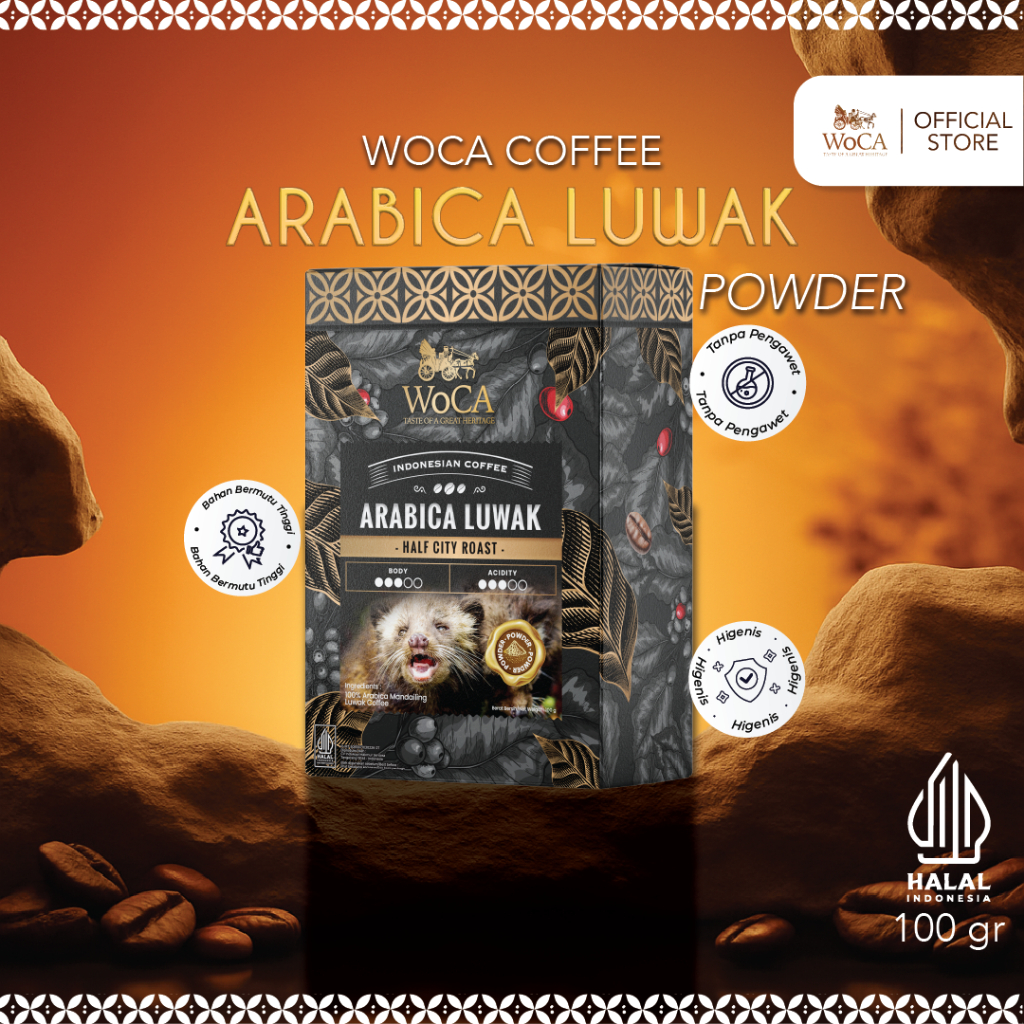 WoCA Gourmet Arabica Mandailing Luwak Coffee Powder 100gr