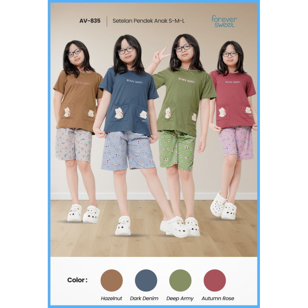 FOREVER SWEET SETELAN BAJU TIDUR PENDEK ANAK PEREMPUAN