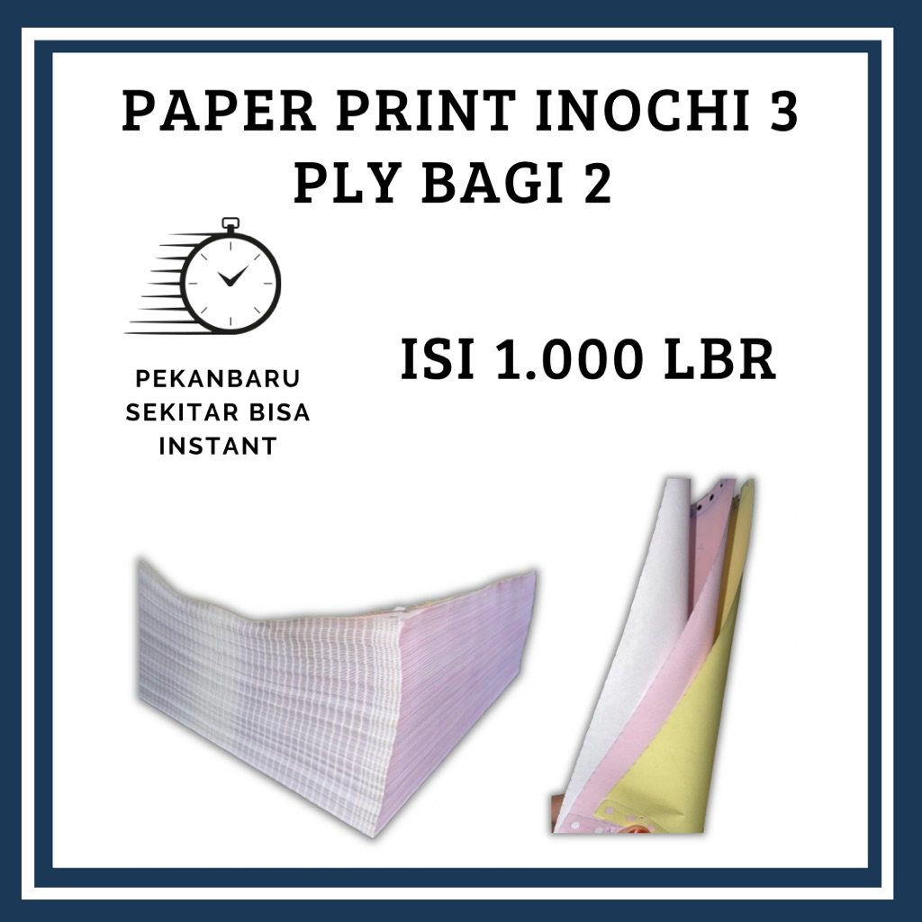 KERTAS FAKTU INOCHI 3 WARNA BAGI 2 ISI -+ 1.000 LEMBAR KERTAS BON 3 WARNA