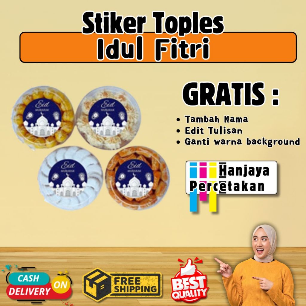 STIKER TOPLES IDUL FITRI / STIKER TOPLES LEBARAN / STIKER TOPLES KUE KERING LEBARAN / STIKER CUSTOM