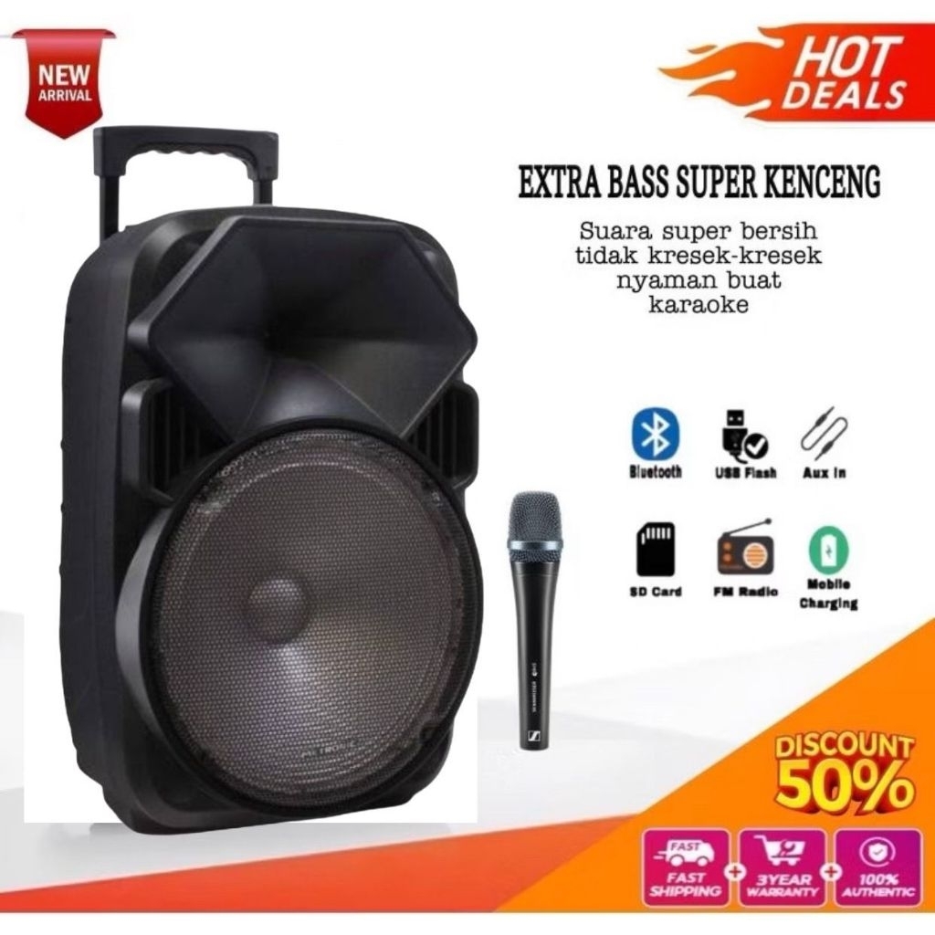 Speaker Bluetooth Karaoke Subwoofer Full Bas Salan Aktif Polytron Besar
