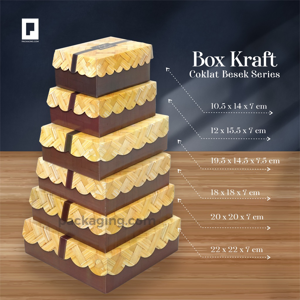 Kardus Nasi/Box Nasi Kotak Motif Coklat Besek