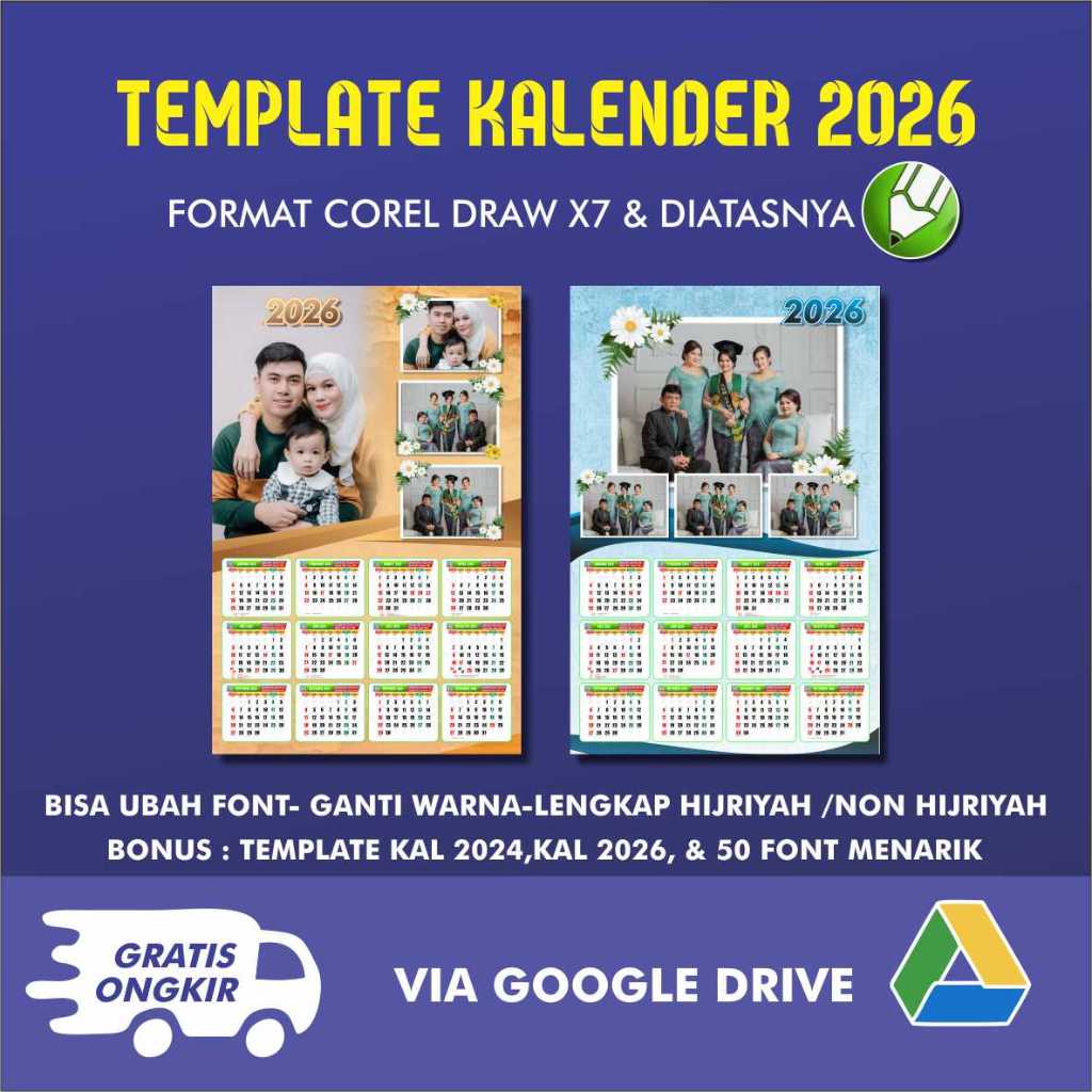 JUAL TEMPLATE KALENDER 2026 KOMPLIT HIJRIYAH & NON HIJRIYAH TERMURAH