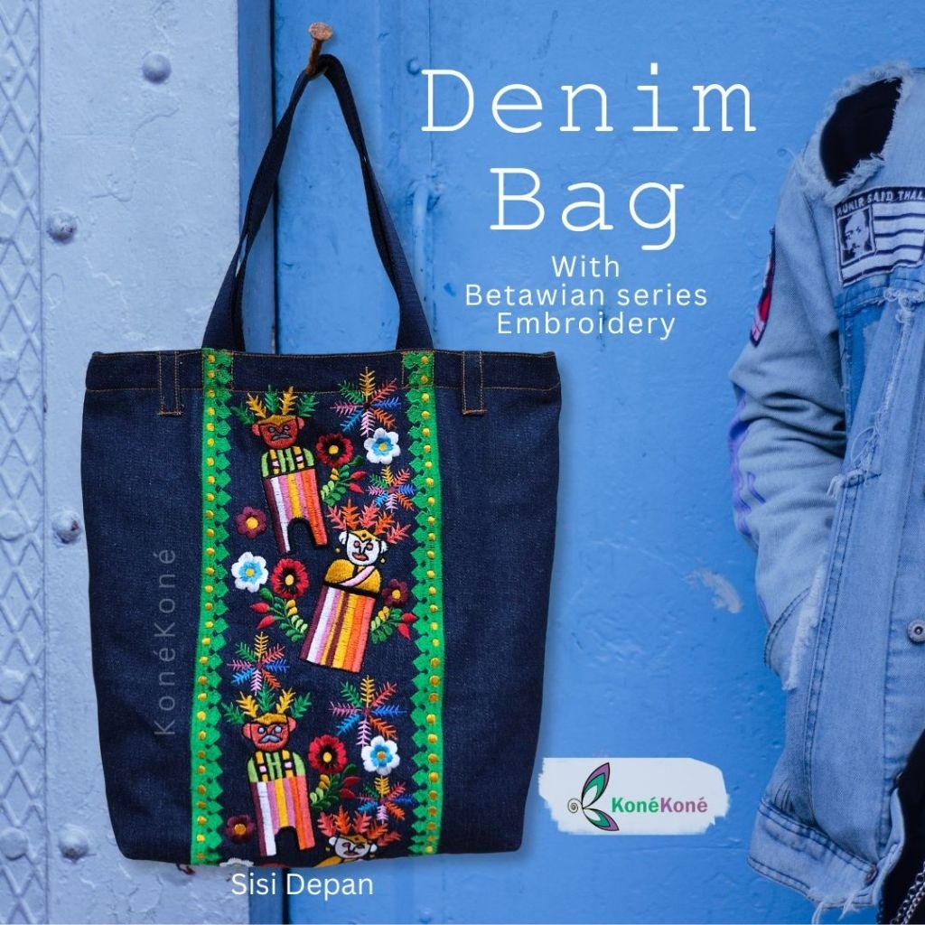 Tas Denim Bordir KoneKone muat banyak