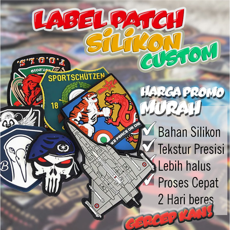 Label patch custom unik desain sendiri harga murah desain 3D untuk aksesoris baju seragam sport futs