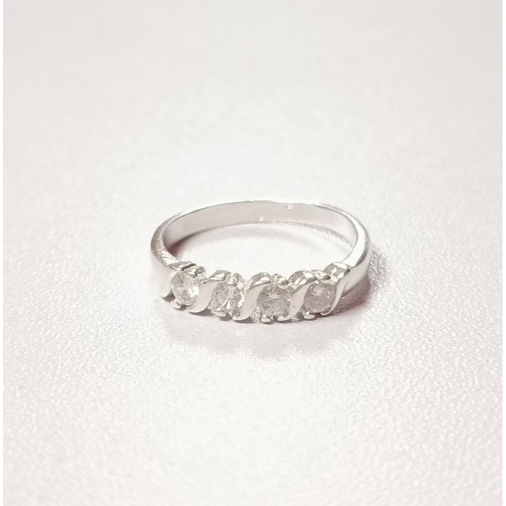 Cincin Wanita Model Full Permata Perak Asli Silver 99/925 Lapis Emas Putih/Cincin Perak Elegan/Cinci