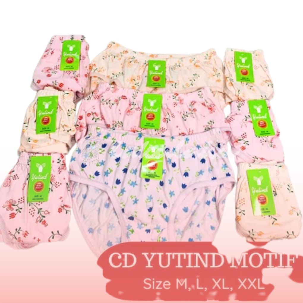 12Pcs CD Celana Dalam Wanita Yutind Motif Bunga Sablon