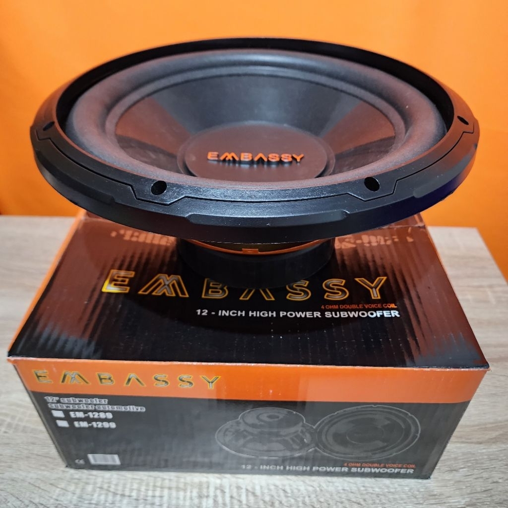 Subwoofer mobil 12 inch embassy em-1289 double coil magnet besar