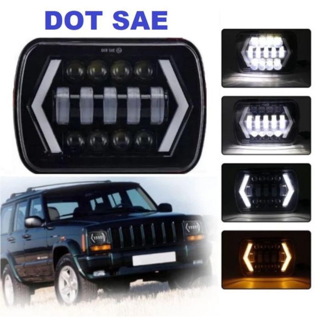 Lampu Utama Headlamp Led Dot Sae 7 Inch Kotak Motor Mobil