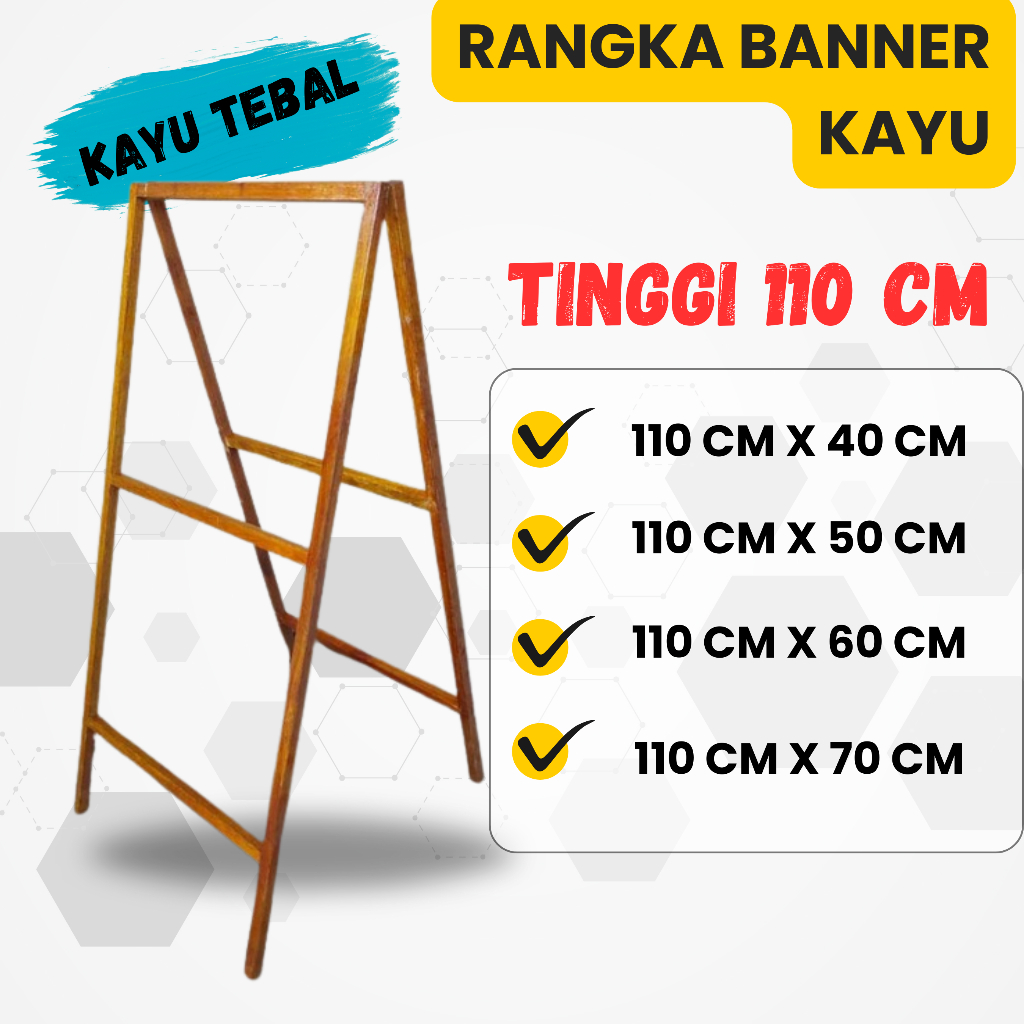 Rangka banner kayu / Standing banner kayu kuah kokoh