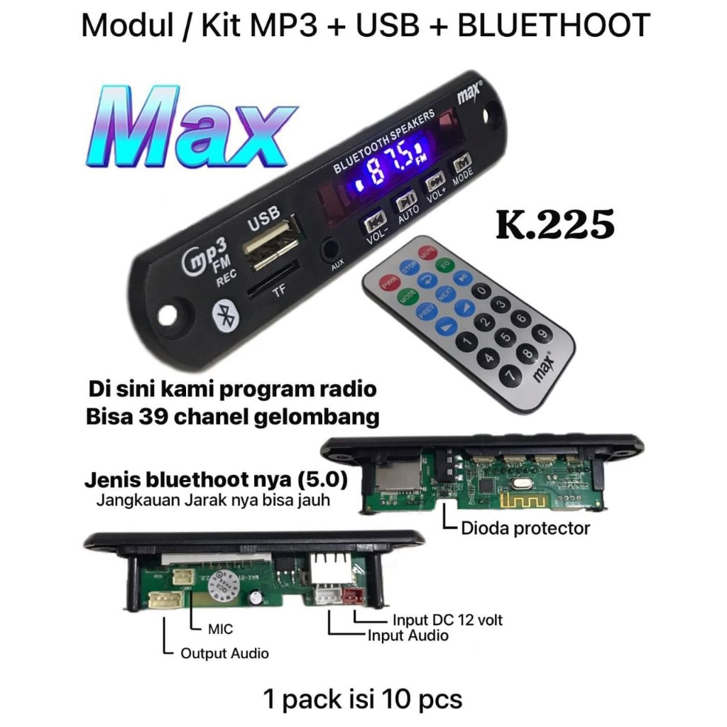 Kit MP3 Bluetooth 12V