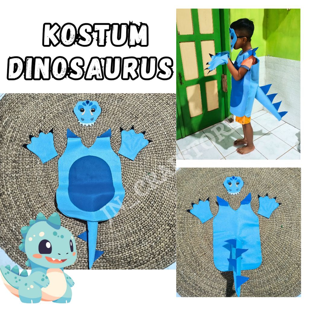 KOSTUM DINOSAURUS FLANEL ANAK DAN DEWASA