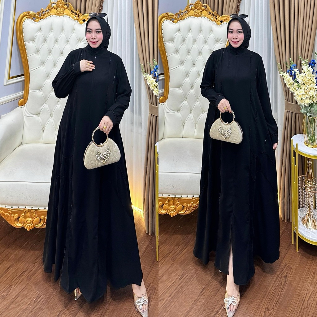 Abaya Alena polos abaya jetblack premium
