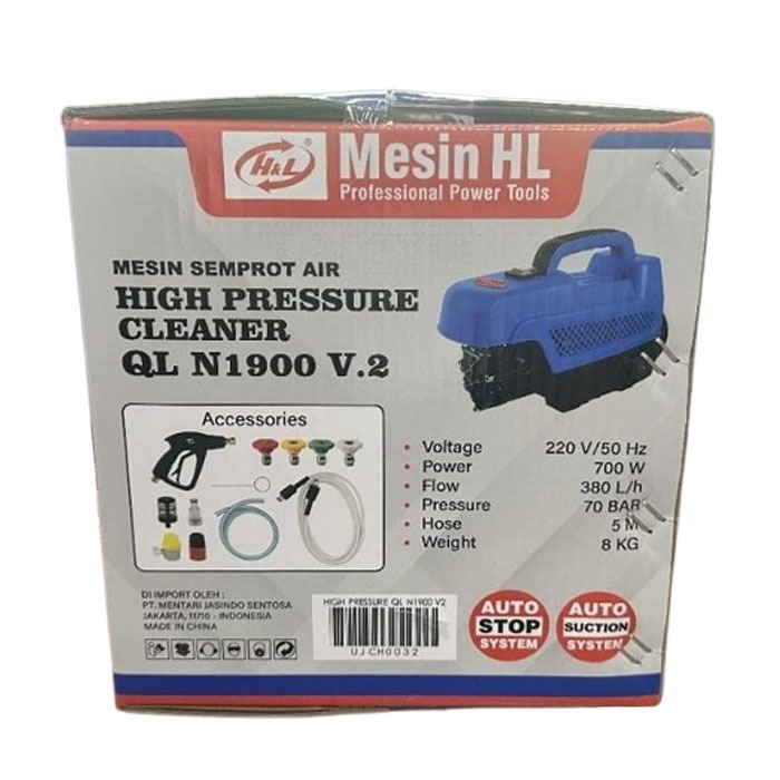 HL QL-1900 N1900 V.2 Mesin Semprot Air Cuci Steam High Pressure Jet Cleaner 700 Watt