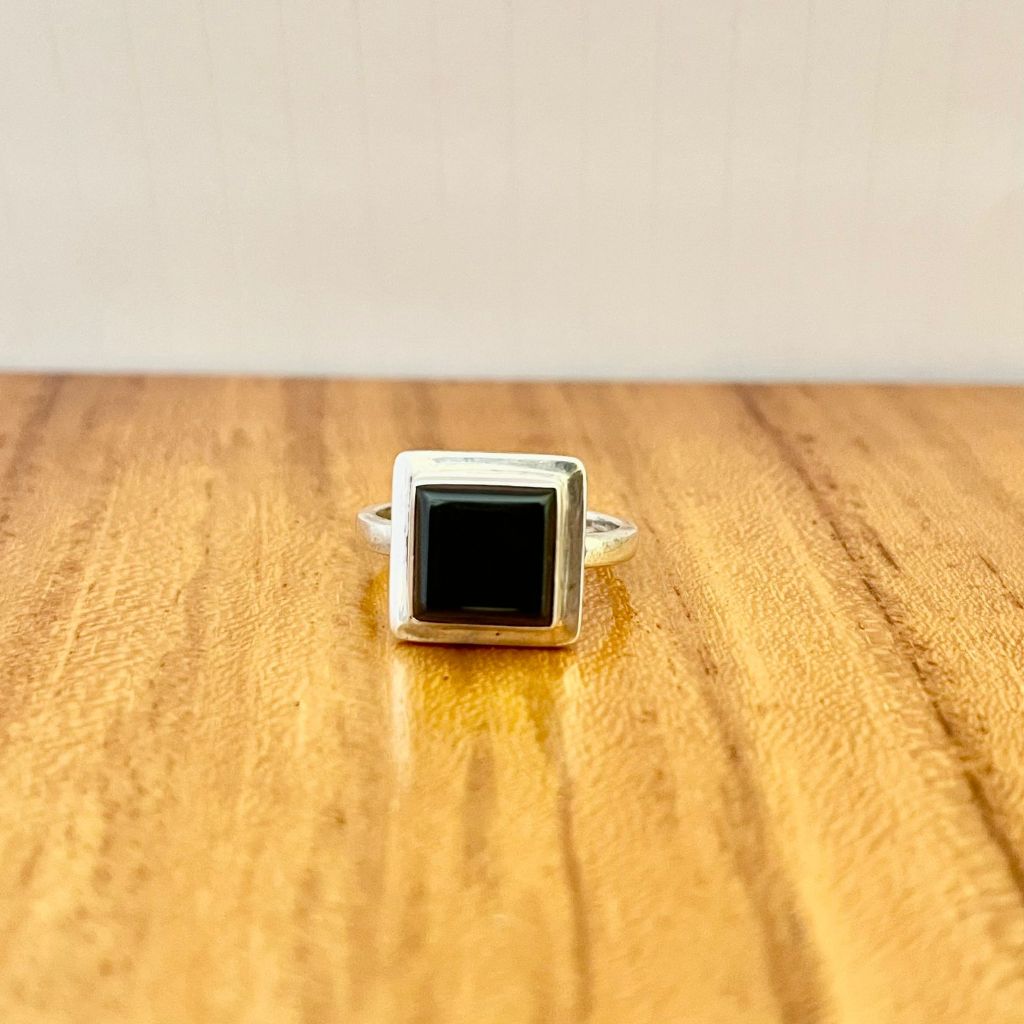 Cincin Perak Silver Bali 925 Rings Polos Batu Permata Onyx Pria Wanita Perempuan Costum