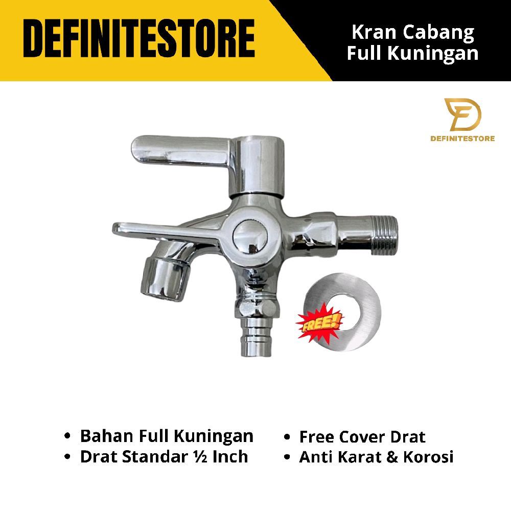 Kran Keran Kran Air 1/2 Inch Kran Air Kran Shower 2 Cabang Kran Engkol Kran Kuningan 1/2 Inch