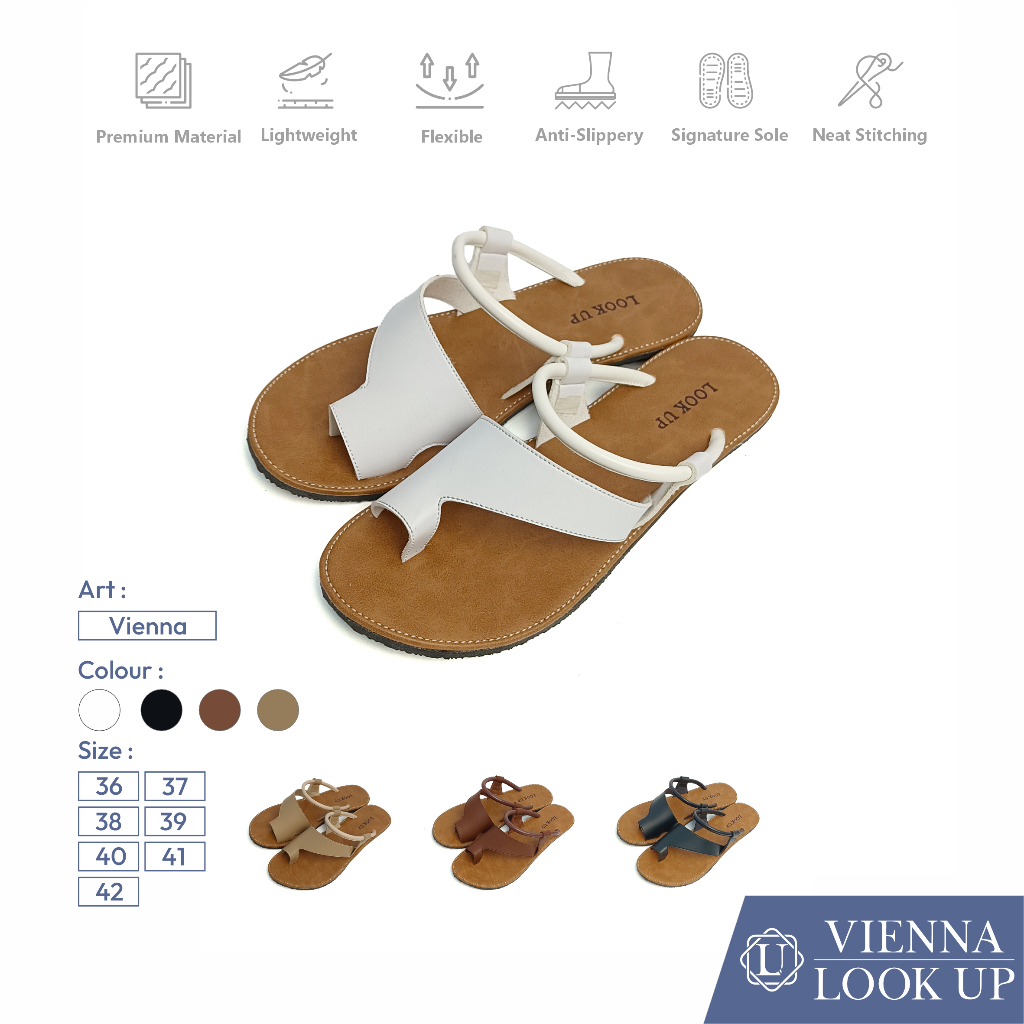 VIENNA Lookupshoes Sandal Wanita Jepit Jempol Tali Empuk Anti Licin Sandal Teplek Kekinian