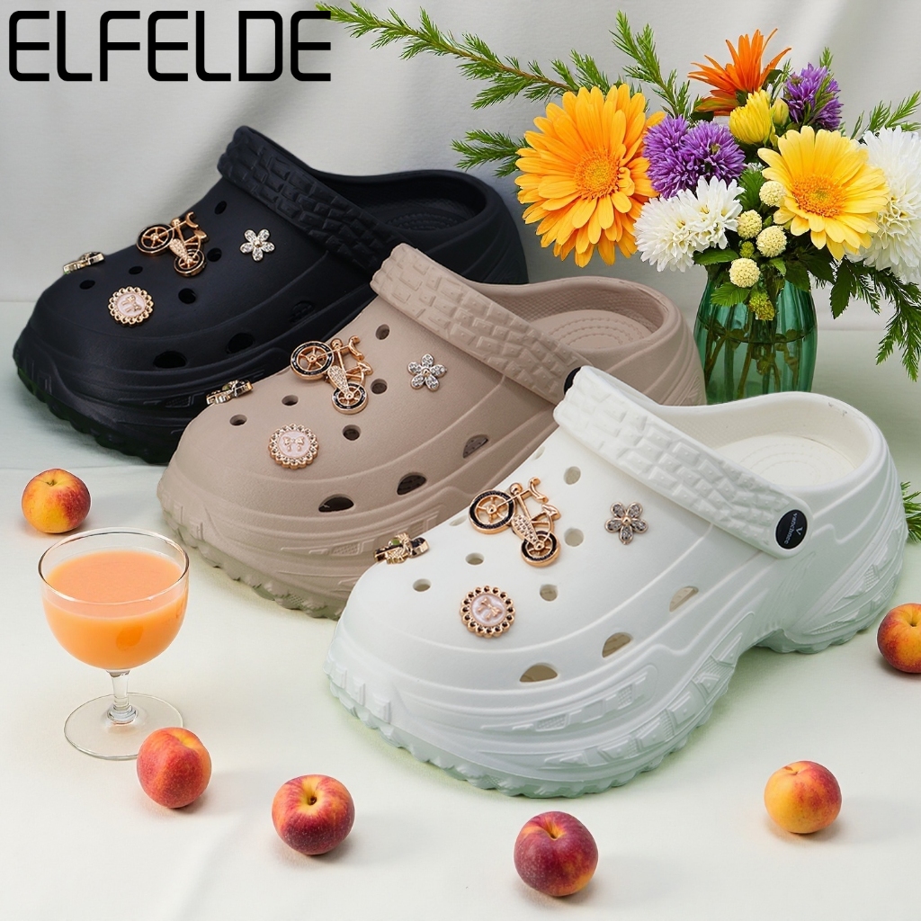 ELFELDE Sandal Kodok Wanita Wedges Kekinian Sandal Jelly Baim Wanita Sandal Sepatu Wanita Korea