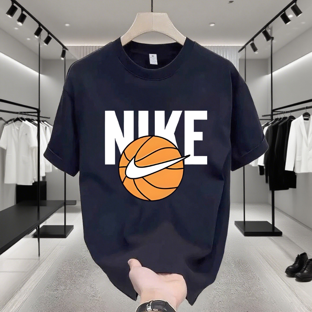 ✨COD✨Kaos Katun 100% T-Shirt Lengan Pendek, Motif Nike Basketbola Gaya Streetwear, Gaya Ins, Streetw