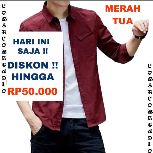 READY STOCK REALPIC GRAYWOLF Captain Shop Shirt Jumbo Big SIze Kemeja Cowok Hem Pria 1 Kantong Saku 