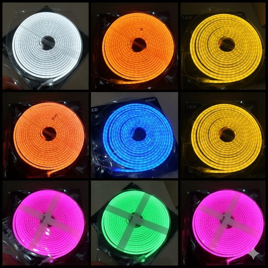 Lampu Led Strip/neon flex putih warmwhite biru pink ungu orenge 5 meter 12volt