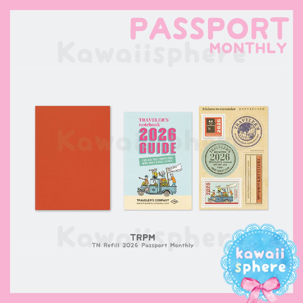 

Traveler's Notebook 2026 Refill Monthly (Passport Size) | Midori Travelers Notebook Passport 2026 | Preorder Planner 2026
